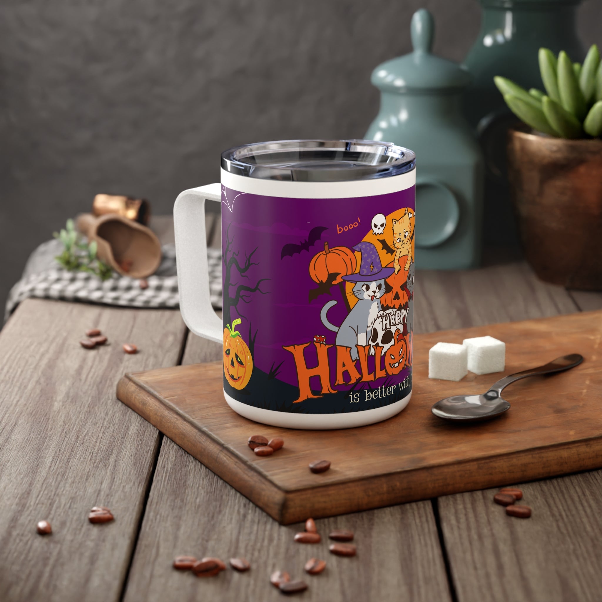 Happy Halloween is Better with Cats | Insulated Coffee Mug